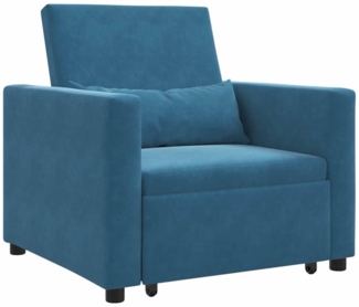vidaXL Einzel-Schlafsofa mit Rädern Blau 90 x 165 x 87 cm Samt 42002706