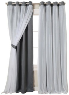 Kaket Verdunkelungsvorhang Verdunkelungsvorhänge mit Doppelschicht, Verdunkelnde Voile-Gardinen