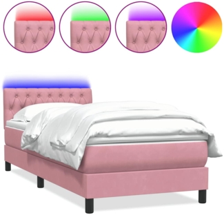 vidaXL Boxspringbett mit Matratze Rosa 80x220 cm Samt 3317198
