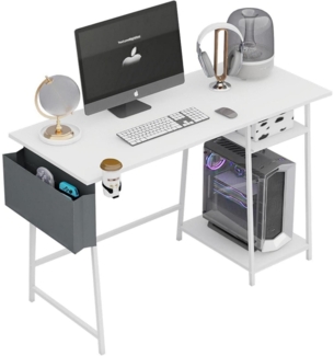 Computertisch 115 cm weiß Bürotisch Bücherregal Gaming Schreibtisch