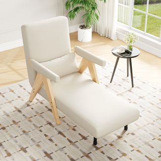 Verstellbarer Loungesessel mit Schlaffunktion & Baumwoll-Polsterung, Leinen, 87x64x60 cm, Beige