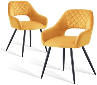 JYMTOM Esszimmerstuhl gepolsterter Sitz mit offener Rückenlehne und Stoffbezug (2 St), Schwarze Metallbeine für Küche, Schlafzimmer, Esszimmer