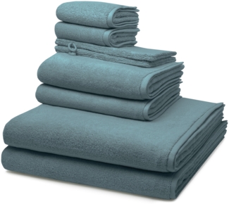 Ross Sensual Skin 8 tlg. Frottier-Set - 2 X Handtuch (50 X 100cm), 2 X Duschtuch (75 X 140cm), 2 X Gästetuch (30 X 50cm), 2 X Waschhandschuh (16 X 22cm) - 500 g/m2 - Pazifik