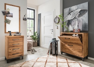 Garderobenset 4-tlg. mit Schrank 'Lima' Wildeiche massiv