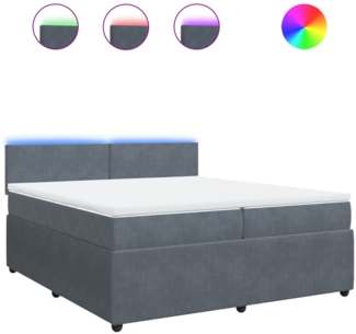 vidaXL Boxspringbett mit Matratze Dunkelgrau 200x200 cm Samt 3290125
