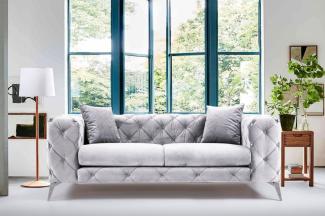 Designer Sofa Lignum Chesterfield (Samt) Hellgrau