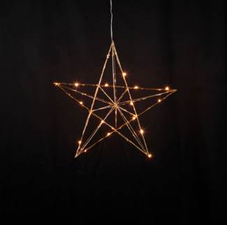 EGLO LED Weihnachtsdeko mit Dekostern zum Aufhängen, Hängedekoration Weihnachten mit Timer, Fenster Weihnachtsstern hängend aus Metall in Messing, warmweiß