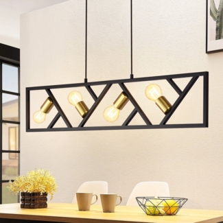 ZMH Pendelleuchte Esstisch Hängelampe 4 Flammig - Hängeleuchte Schwarz Metall Esszimmerlampe Vintage E27 Pendellampe Retro Kronleuchter Industial Flurlampe für Wohnzimmer Küche Bar Esszimmer