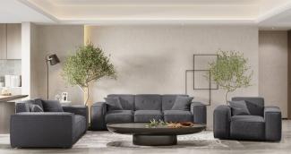 Sofaset Designersofa CESINA 3-2-1 in Stoff Ascot Bukla Grafit