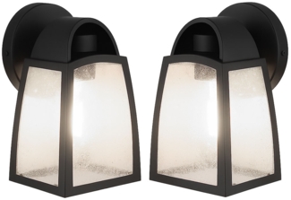 2er Set LED Außen Wandleuchte, ALU Glas, schwarz, L 20 cm