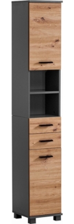 Lomadox Hochschrank PROVIDENCE-80 in anthrazit, 30cm breit, rechts/links montierbar