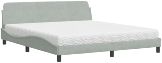 vidaXL Bett mit Matratze "Dover" Hellgrau 180x200 cm Samt 3208451