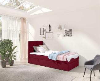 99rooms Larni Boxspringbett Velours KRONOS Rot 100x200 cm