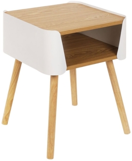 Nachttisch Birte / 300.001739 , Holzwerkstoff, Stahl , Weiß, Holzfarben , 40 x 55 x 40 cm