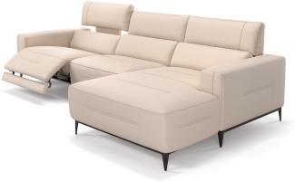 Sofanella Ecksofa TERAMO Ledersofa Eckgarnitur Eckcouch in Creme S: 260 Breite x 101 Tiefe