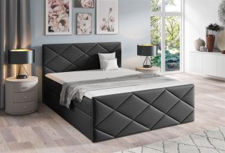 Boxspringbett Schlafzimmerbett KOSMOS 120x200 cm Stoff Inari Schwarz