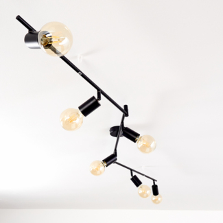 hofstein Deckenleuchte »Agnino« Deckenlampe aus Metall in Schwarz, ohne Leuchtmittel, mit verstellbaren Strahlern, 6xE27, Spot im Retro/Vintage Design