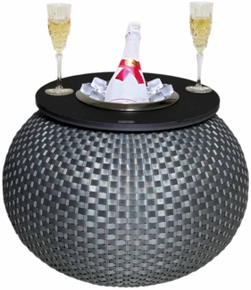 COOTAB Cooler Table MILANO Beistelltisch mit Edelstahl-Kühler - Anthrazit/Schwarz