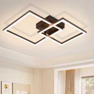 ZMH LED Deckenleuchte Wohnzimmer Deckenlampe - 20W Warmweiß Wohnzimmerlampe Modernes Design Schlafzimmerlampe Schwarz