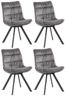 Home4You Polsterstuhl, 4er Set, Grau, Samt, Metallgestell, mit Falten-Steppung