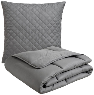 OTTO home Microfaserbettdecke + Microfaserkissen Clarra Spar Set, Decke + Kissen 135x200, 155x200 cm & weitere Größen, Set mit Kissen 40x80 cm, 80x80 cm, Sommer, Herbst, Winter in grau