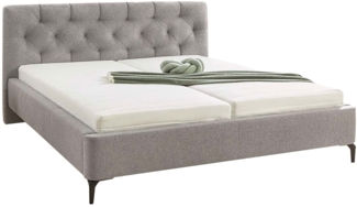 Polsterbett Lucy / Leni, Flachgewebe, Polyester, Grau, 203 x 103 x 221 cm