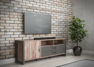 TV-Board NOTE in Picea Kiefer und Beton grau