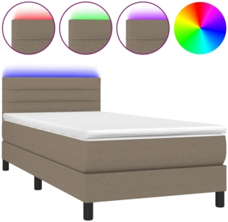 vidaXL Boxspringbett mit Matratze & LED Taupe 80x200 cm Stoff 3133193
