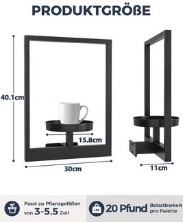 Bamworld Blumenständer Metall Pflanzenständer mit Geflochtenem Tablett (2 St), Modern für Innen/Außen: Wohnzimmer, Terrasse, Balkon