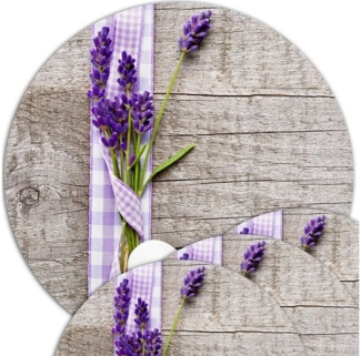 matches21 HOME & HOBBY Platzset Abwaschbare Tischsets 4er Set Lavendel Holz-Optik rund, (4-St), Platzsets als Tisch-Untersetzer und Tisch-Deko für Esstisch Teller