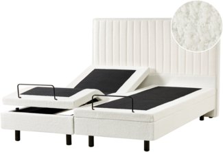 Bett verstellbar Bouclé DUKE II 160 x 200 cm Cremeweiß