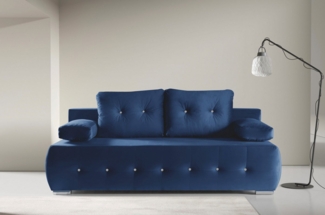 WERK2 Schlafsofa Monaco Design Bettsofa, pflegeleichter Samtoptik Bezug, Breite 205cm, 2-Sitzer Schlafcouch mit Bettkasten & funkelnden Ziersteinchen