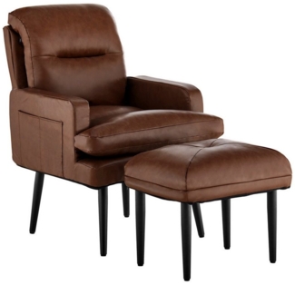 Ofcasa Relaxsessel Kunstleder Sessel Set (Relaxsessel mit Hocker), Fernsehsessel mit verstellbarer Rückenlehne, Sessel für Wohnzimmer