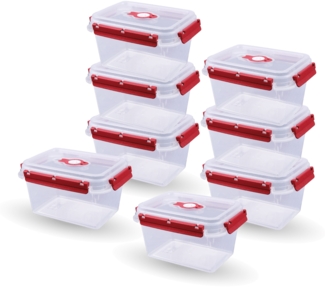 Frischhaltedosen für Lebensmittel ( 1,5 L ) - 8er Pack "Rot" - Vorratsdose luftdicht, Aufbewahrungsbox Meal Prep Box, Lunchbox, BPA Frei