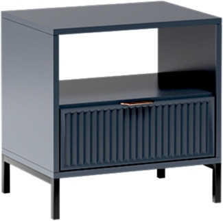 AX LIVING blauer Nachttisch mit Schublade Berlinette7 54,4x55,1x40,6cm
