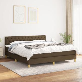 vidaXL Boxspringbett mit Matratze Dunkelbraun 160x200 cm Stoff 3140868