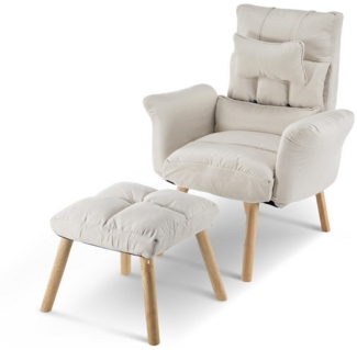 Ofcasa Relaxsessel Leinenstoff Einzelsessel (Relaxsessel inkl Hocker), Loungesessel mit Kopfstütze