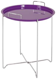 Beistelltisch >Marion< in chrom-violett aus Stahl, Metall - 51cm (H)