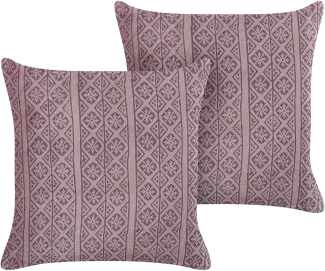 Kissen 2er Set Geometrisches Muster SILYBUM Samtstoff 45 x 45 cm Rosa