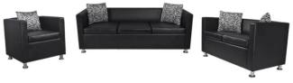 vidaXL Sofa-Set Kunstleder 3-Sitzer + 2-Sitzer + Sessel Schwarz