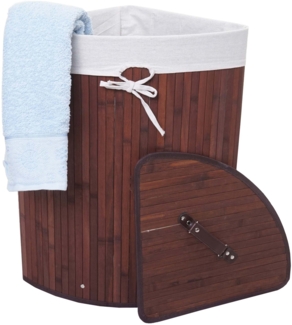 Eckwäschekorb HWC-C21, Laundry Wäschebox Wäschesammler Wäschebehälter, Bambus 61x48x35cm 50l ~ braun