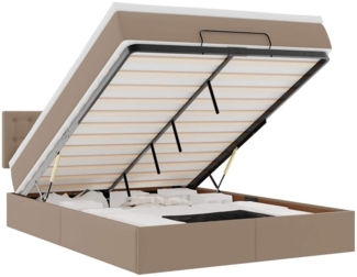 vidaXL Ottoman-Bett mit Matratzen & LEDs Cappuccino-Braun 140x190cm 3312156