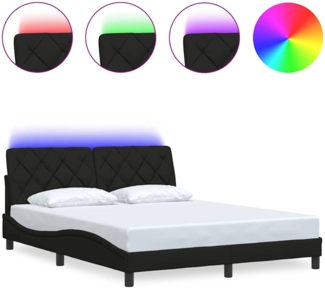 vidaXL Bettgestell mit LED ohne Matratze Schwarz 160x200 cm Stoff 3310680