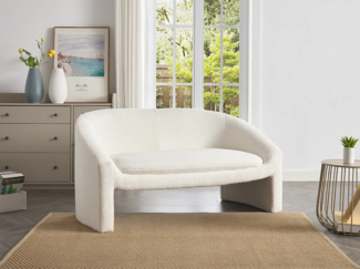 Vente-unique - Sofa 2-Sitzer - Bouclé-Stoff - Weiß - OSSANA