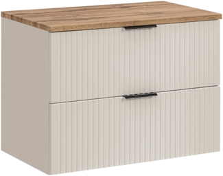 ADEL CASHMERE Badmöbel-Set 80 cm mit Tischplatte (46x80cm), Kaschmir matt,Eiche Wotan