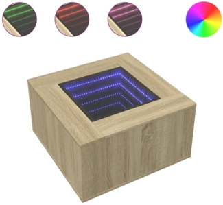 LED-Couchtisch, Sofatisch Sonoma-Eiche 60x60x40 cm Holzwerkstoff