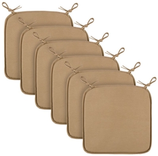 Bestlivings Stuhlkissen Canvas Sitzauflage Uni, Stuhlauflage (Hellbraun) Stuhlkissen mit Haltebändern 38x38 cm