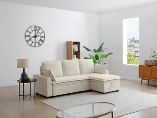 Vente-unique - ZAKILA Sofa Stoff Weiß - B 148 cm x H 89 cm x L 233 cm