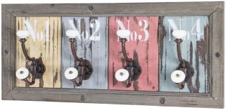 Wandgarderobe >Jessica 4< in vintage aus Massivholz - 48x21x10cm (BxHxT)