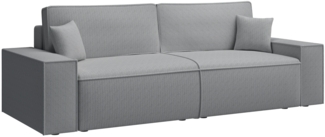 Selsey 'Farese' Sofa mit Schlaffunktion, Stauraum und Cordbezug, grau, ca. 85 x 257 x 102 cm